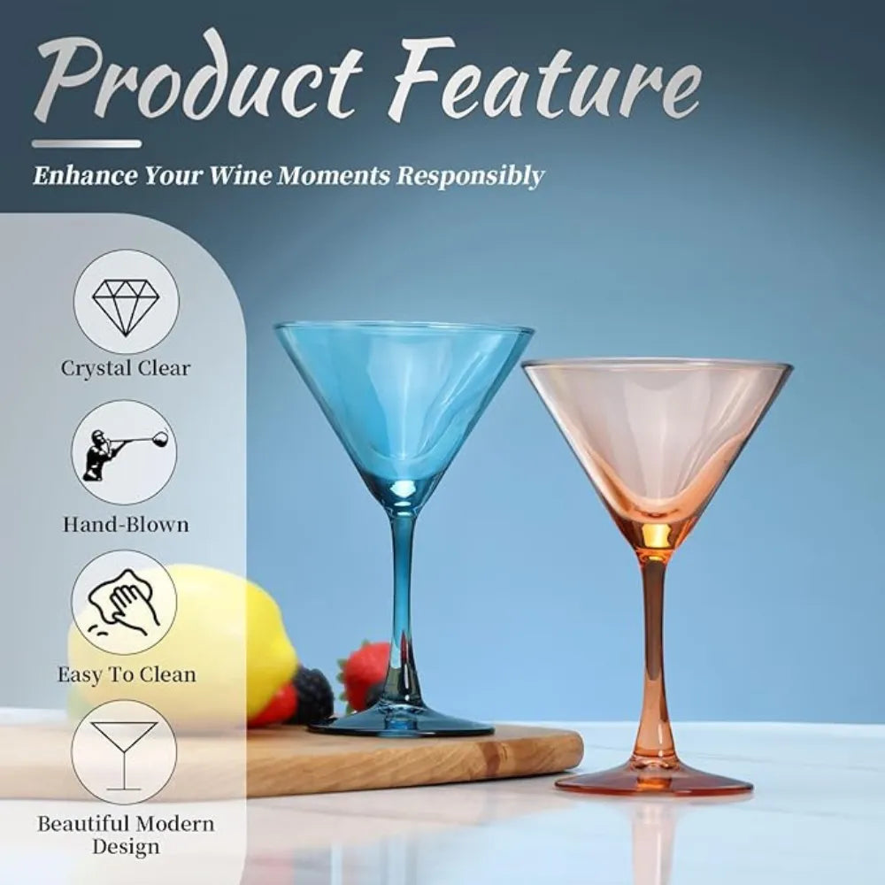 Colored Martini Cocktail Crystal Glasses