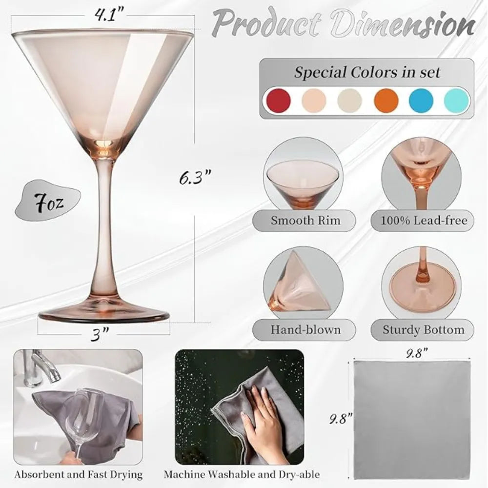Colored Martini Cocktail Crystal Glasses